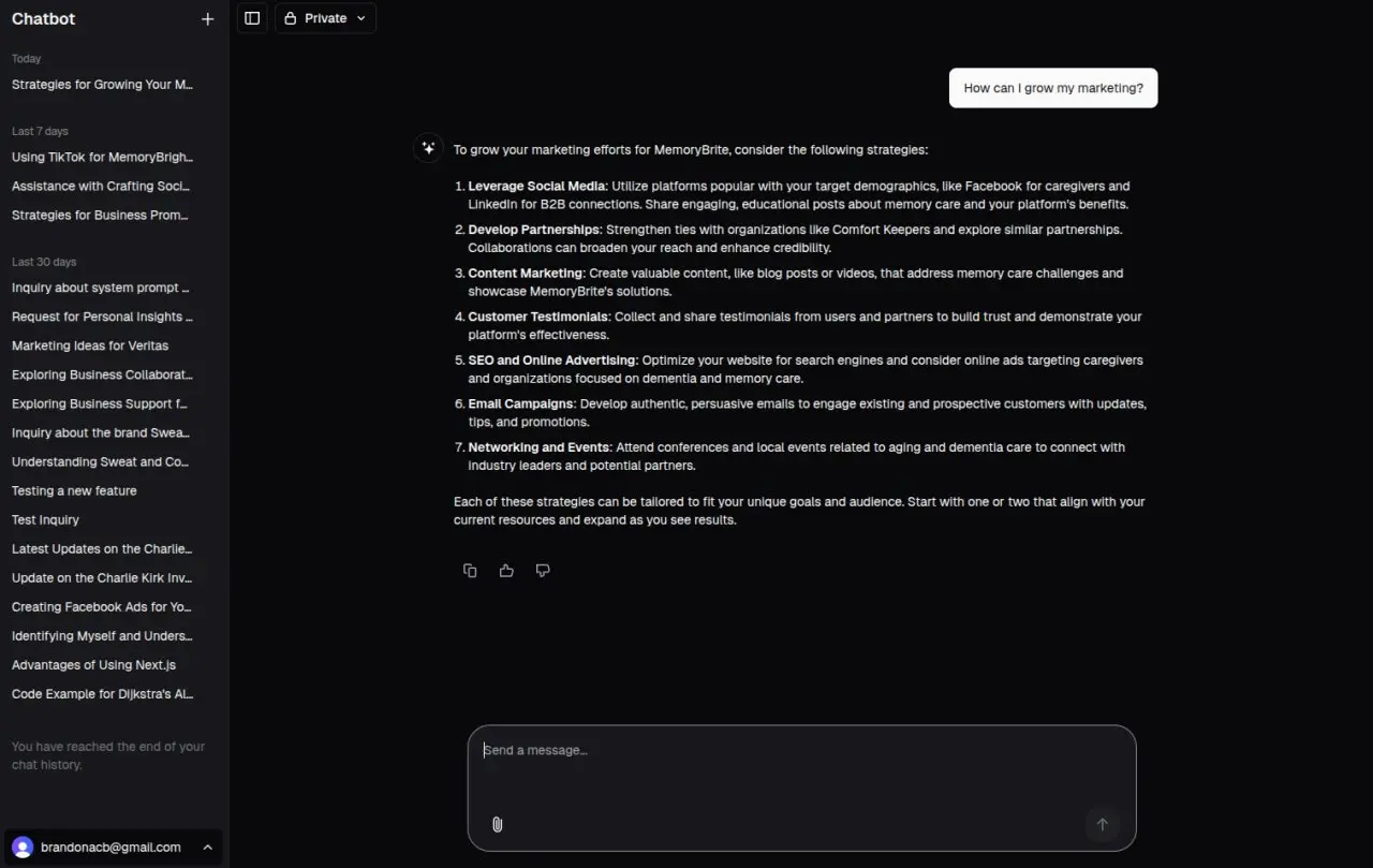 MemoryBright Integrated Chat